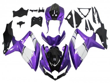 Cheap 2008-2010 Suzuki GSXR 600 / GSXR 750 Motorcycle Fairings - Purple White Glossy Black