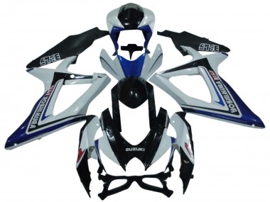 Cheap 2008-2010 Suzuki GSXR 600 / GSXR 750 Motorcycle Fairings - White Blue Glossy Black Alstare