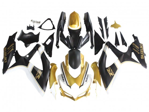 2008-2010 Suzuki GSXR 600 / GSXR 750 Motorcycle Fairings - Matte Black White Gold