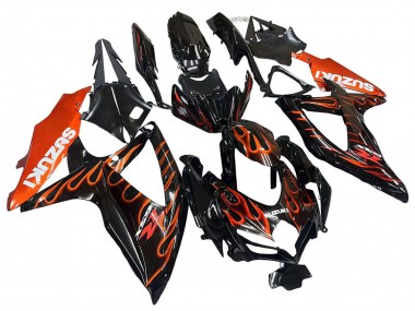 Cheap 2008-2010 Suzuki GSXR 600 / GSXR 750 Motorcycle Fairings - Glossy Black Orange Flame
