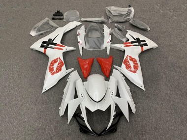 Cheap 2008-2010 Suzuki GSXR 600 / GSXR 750 Motorcycle Fairings - White Red Lipstick