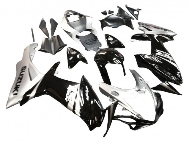 2011-2024 Suzuki GSXR 600 / GSXR 750 Motorcycle Fairing - Glossy Black Silver