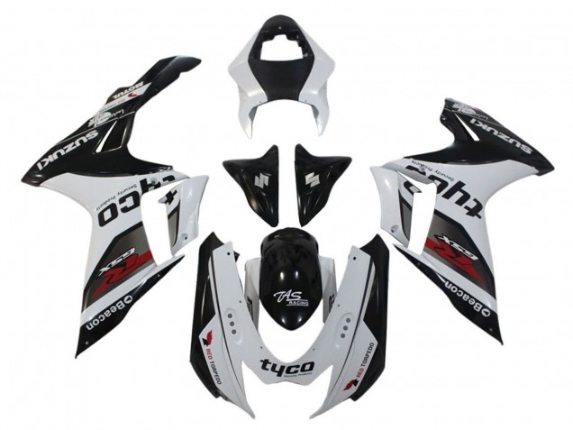 2011-2024 Suzuki GSXR 600 / GSXR 750 Motorcycle Fairings - White Black Tyco Beacon