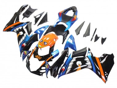Cheap 2011-2024 Suzuki GSXR 600 / GSXR 750 Motorcycle Fairings - Light Blue Orange Black White Shark 46