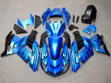 Cheap 2011-2024 Suzuki GSXR 600 / GSXR 750 Motorcycle Fairings - Blue Black Flame