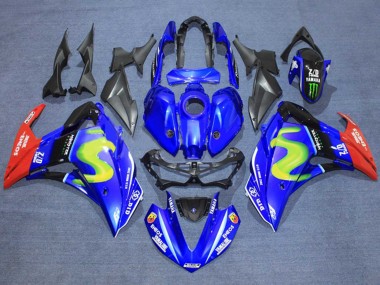 Cheap 2015-2018 Yamaha YZF R3/R25 Motorcycle Fairings - Blue Glossy Black Red ENEOS Monster