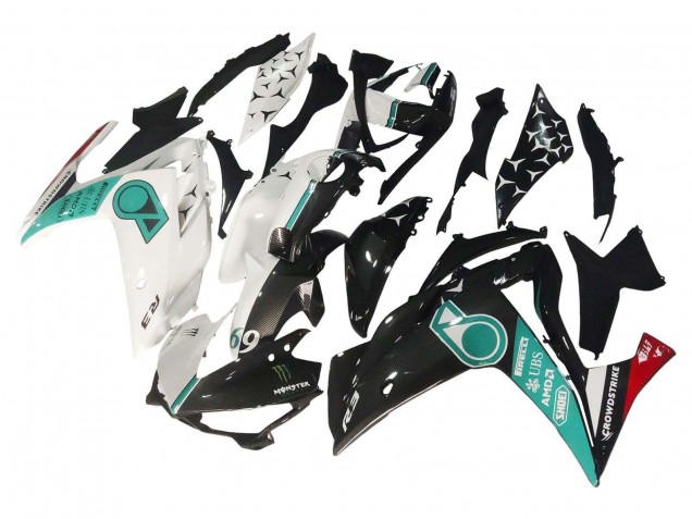 2015-2018 Yamaha YZF R3/R25 Motorcycle Fairings - White Green Glossy Black