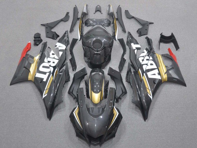 2019-2021 Yamaha YZF R3/R25 Motorcycle Fairings - Red Gold Black Carbon Fiber Style