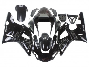 Cheap 2000-2001 Yamaha YZF 1000 R1 Motorcycle Fairings - Glossy Black White Monster Motul