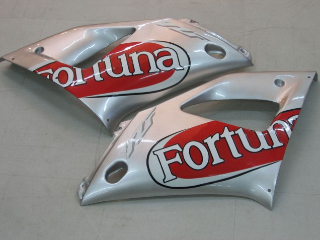 2000-2001 Yamaha YZF 1000 R1 Motorcycle Fairings - Silver Red Fortuna Motul