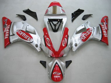 Cheap 2000-2001 Yamaha YZF 1000 R1 Motorcycle Fairings - Silver Red Fortuna Motul