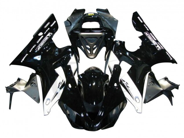 2000-2001 Yamaha YZF 1000 R1 Motorcycle Fairings - Glossy Black White Michelin