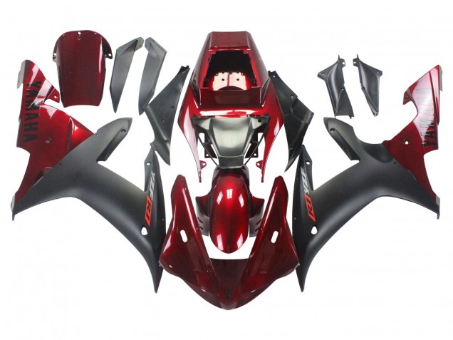 2002-2003 Yamaha YZF 1000 R1 Motorcycle Fairing Kits - Red Matte Black