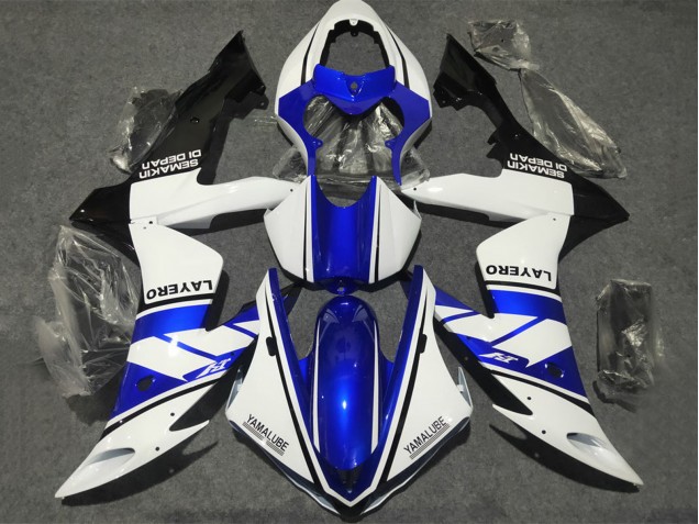 2002-2003 Yamaha YZF 1000 R1 Motorcycle Fairings - White Blue Matte Black Yamalube