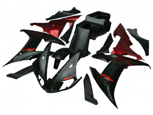 2002-2003 Yamaha YZF 1000 R1 Motorcycle Fairings - Red Black Flame