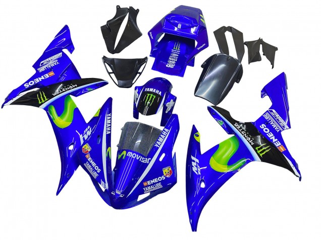 2002-2003 Yamaha YZF 1000 R1 Motorcycle Fairings - Blue Black Green MoviStar ENEOS Monster