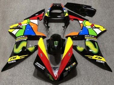 Cheap 2002-2003 Yamaha YZF 1000 R1 Motorcycle Fairings - Glossy Black Red Yellow Green Movistar Semakin Didepan