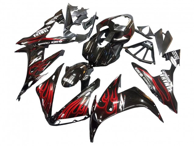 2004-2006 Yamaha YZF 1000 R1 Motorcycle Fairings - Glossy Black Red Flame