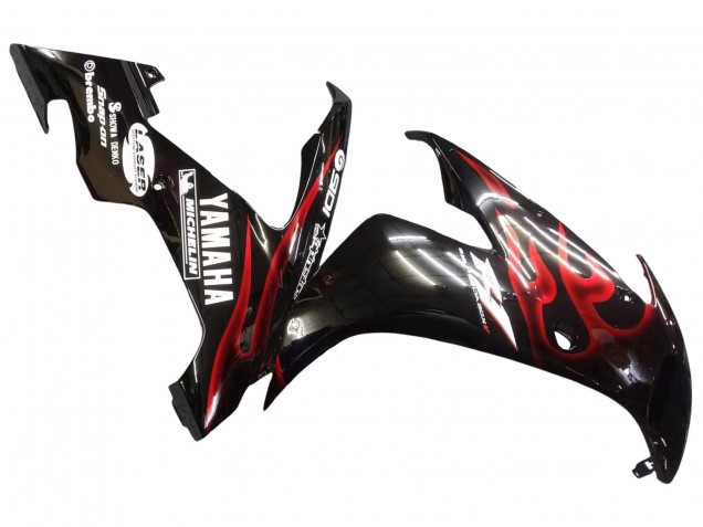 2004-2006 Yamaha YZF 1000 R1 Motorcycle Fairings - Glossy Black Red Flame