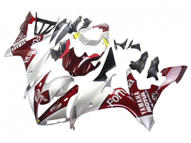 2004-2006 Yamaha YZF 1000 R1 Motorcycle Fairings - Silver Red Fortuna Motul