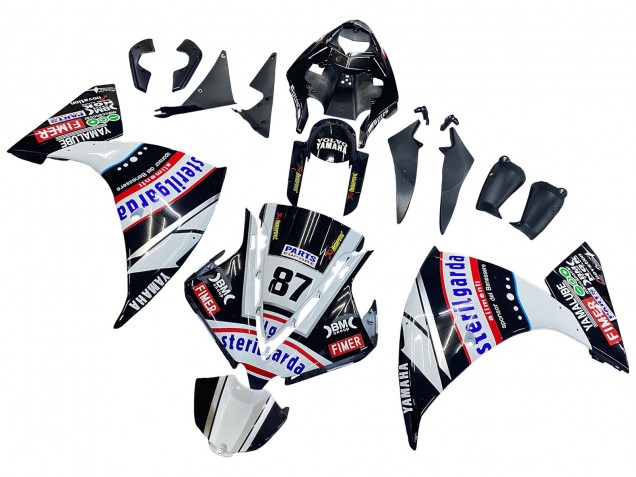 2012-2014 Yamaha YZF 1000 R1 Motorcycle Fairings - Glossy Black White Red Fimer Yamalube Sterilgarda 87