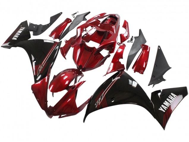 2012-2014 Yamaha YZF 1000 R1 Motorcycle Fairings - Red Glossy Black