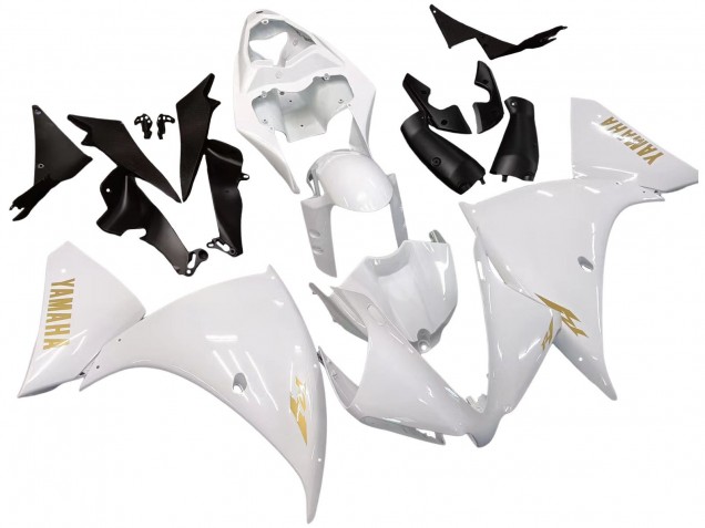 2012-2014 Yamaha YZF 1000 R1 Motorcycle Fairings - White Gold Decals