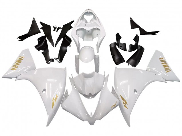 2012-2014 Yamaha YZF 1000 R1 Motorcycle Fairings - White Gold Decals