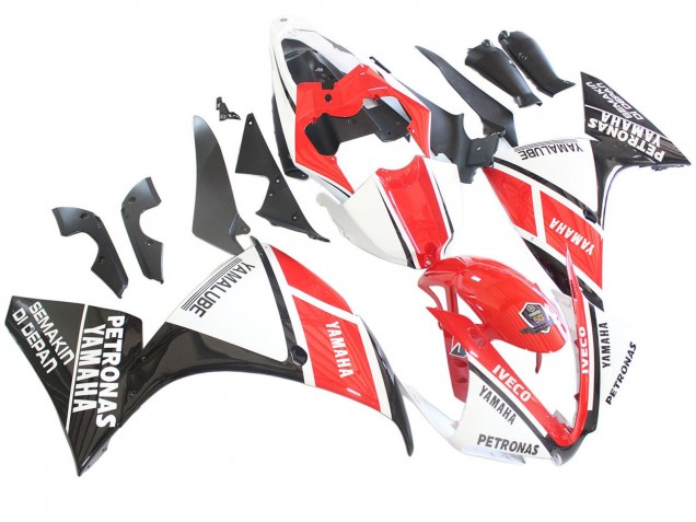 2012-2014 Yamaha YZF 1000 R1 Motorcycle Fairings - White Red Glossy Black Petronas