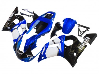 Cheap 1998-2002 Yamaha YZF 600 R6 Motorcycle Fairings - White Blue Glossy Black