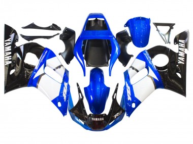 Cheap 1998-2002 Yamaha YZF 600 R6 Motorcycle Fairings - White Blue Glossy Black