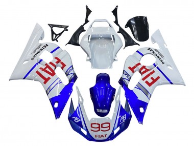 Cheap 1998-2002 Yamaha YZF 600 R6 Motorcycle Fairings - White Blue Red Fiat 99