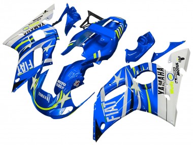 Cheap 1998-2002 Yamaha YZF 600 R6 Motorcycle Fairings - White Blue Neon Yellow Fiat Motul Michelin