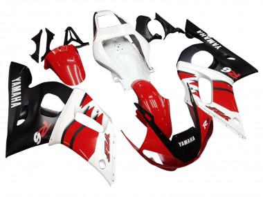 Cheap 1998-2002 Yamaha YZF 600 R6 Motorcycle Fairings - White Red Glossy Black
