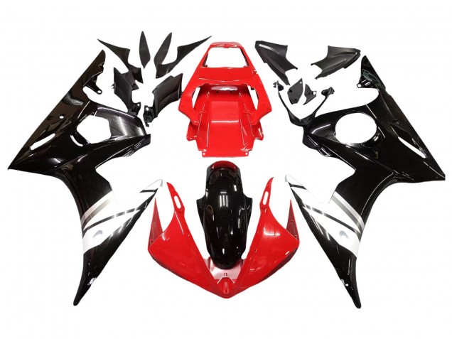 2006-2009 Yamaha YZF R6S Motorcycle Fairings - Red White Glossy Black