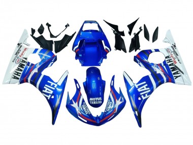 Cheap 2003-2004 Yamaha YZF R6 Motorcycle Fairings - White Blue Fiat Motul Kastinee