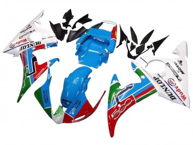 Cheap 2003-2004 Yamaha YZF R6 Motorcycle Fairings - White Blue Green Red Kastinee Dunlop Motul