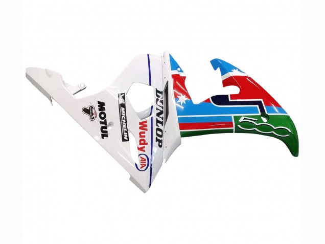 2006-2009 Yamaha YZF R6S Motorcycle Fairings - White Blue Green Red Kastinee Dunlop Motul
