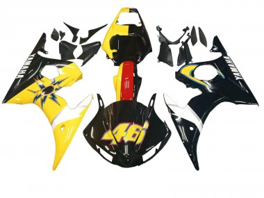 Cheap 2003-2004 Yamaha YZF R6 Motorcycle Fairings - Yellow Red Glossy Black 46