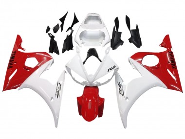 Cheap 2003-2004 Yamaha YZF R6 Motorcycle Fairings - White Red