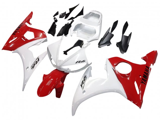 2006-2009 Yamaha YZF R6S Motorcycle Fairings - White Red