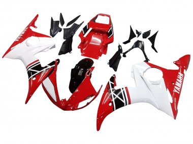 Cheap 2003-2004 Yamaha YZF R6 Motorcycle Fairing - White Red Glossy Black