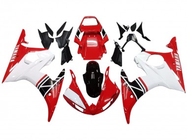 Cheap 2003-2004 Yamaha YZF R6 Motorcycle Fairing - White Red Glossy Black
