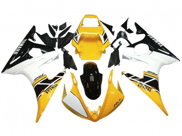 2006-2009 Yamaha YZF R6S Motorcycle Fairings - Yellow White Glossy Black
