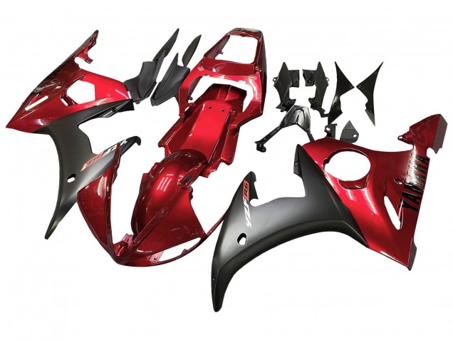 2003-2004 Yamaha YZF R6 Motorcycle Fairing Kits - Red Matte Black
