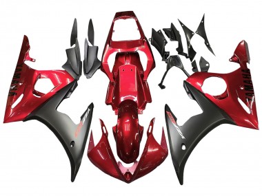 Cheap 2003-2004 Yamaha YZF R6 Motorcycle Fairing Kits - Red Matte Black