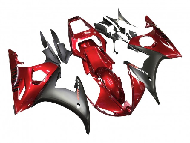 2006-2009 Yamaha YZF R6S Motorcycle Fairing Kits - Red Matte Black