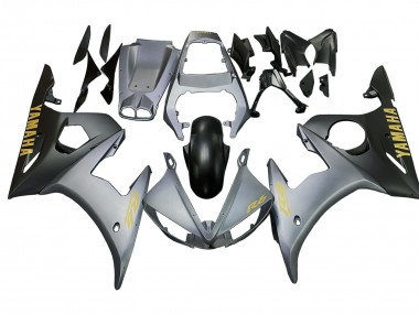 Cheap 2003-2004 Yamaha YZF R6 Motorcycle Fairings - Matte Grey Matte Black Gold Decals