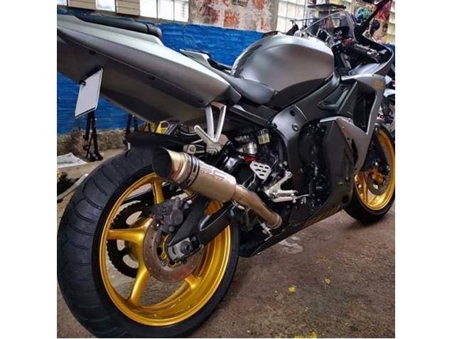 2006-2009 Yamaha YZF R6S Motorcycle Fairings - Matte Grey Matte Black Gold Decals