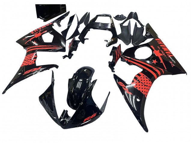 2006-2009 Yamaha YZF R6S Motorcycle Fairing - Glossy Black Red